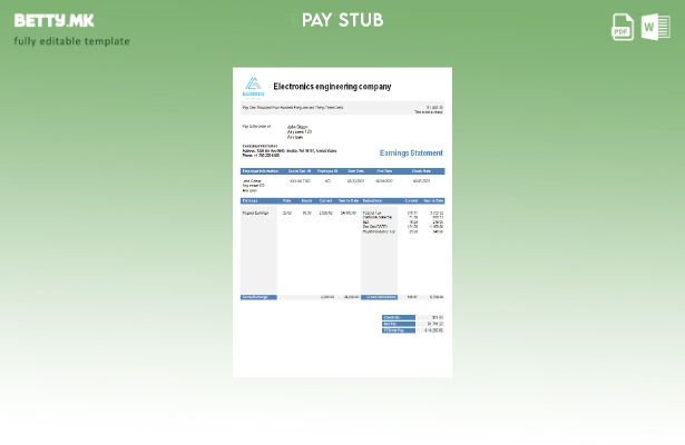 Модерен стил Шаблон за изјава за заработка на инженерска компанија за електроник